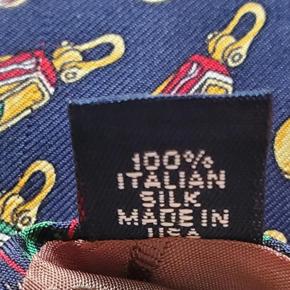 Tommy Hilfiger Mens Navy Blue Nautical Pulley Italian Silk Tie Made in USA